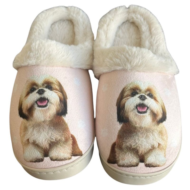 Shih Tzu Tan & White Snugg Slippers